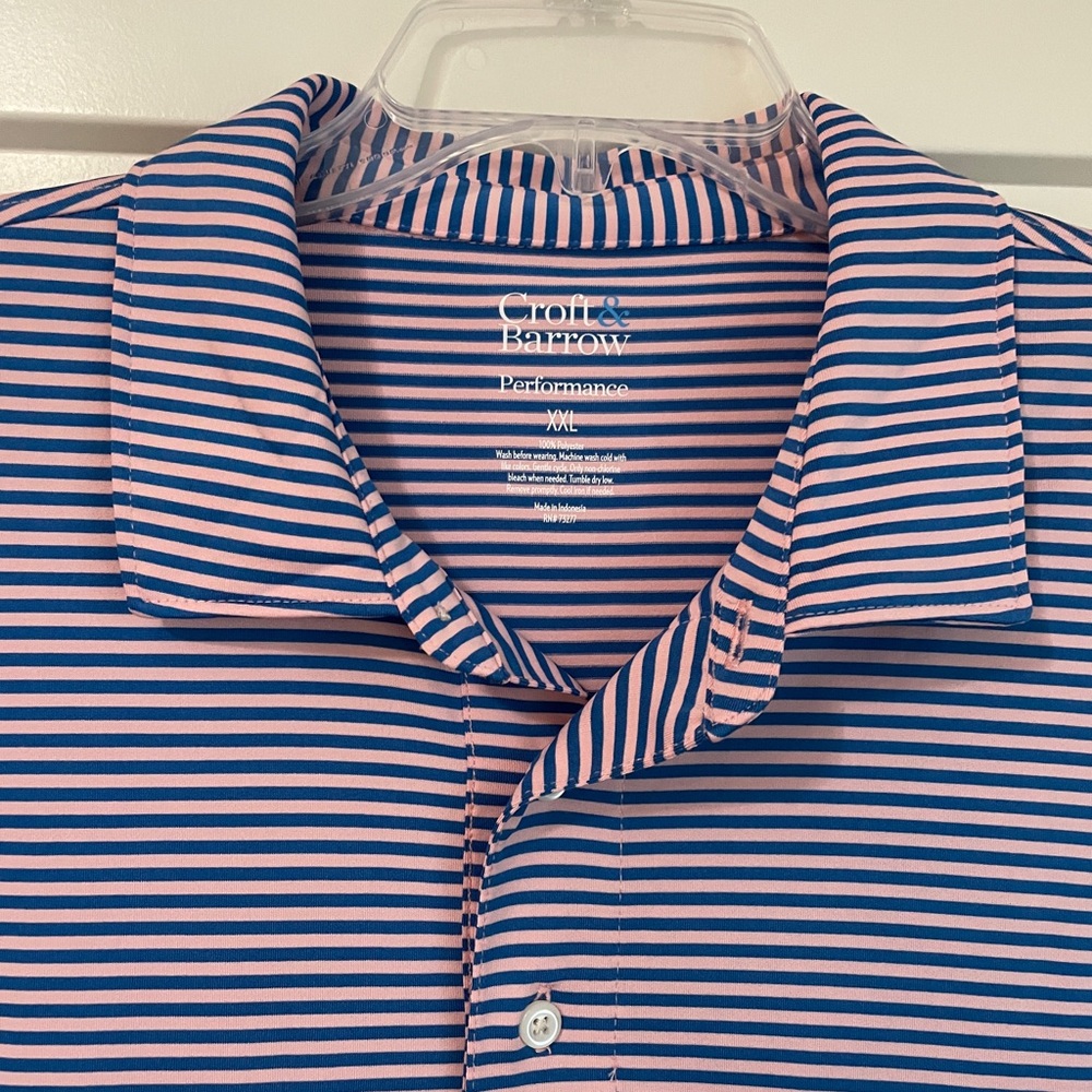 Croft & Barrow Mens XXL Pink & Blue polo shirt